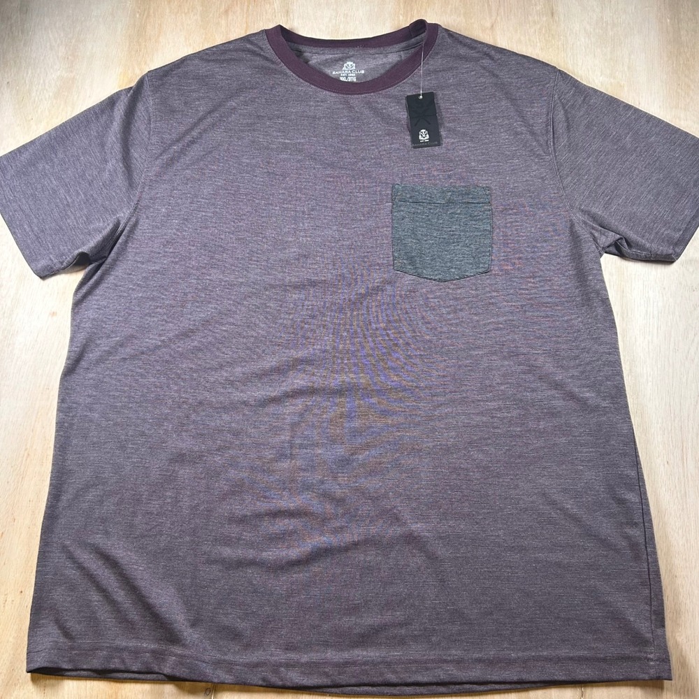 Sahara Club Mens 3XL Burgundy Heathered Short Sleeve Pocket T-Shirt SHK-110-2579